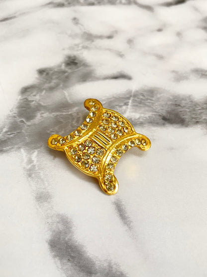 CELINE Triomphe Brooch Gold Vintage Old Celine bj32y2