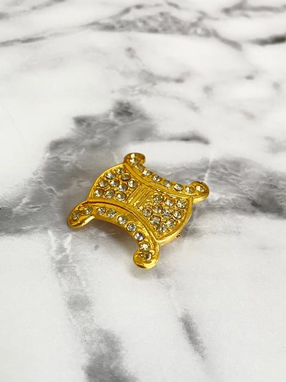 CELINE Triomphe Brooch Gold Vintage Old Celine bj32y2