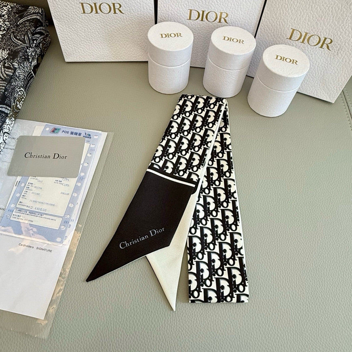 CLTH445 Dior Oblique Mitzah Scarf / 2.5 x 41.5 inches