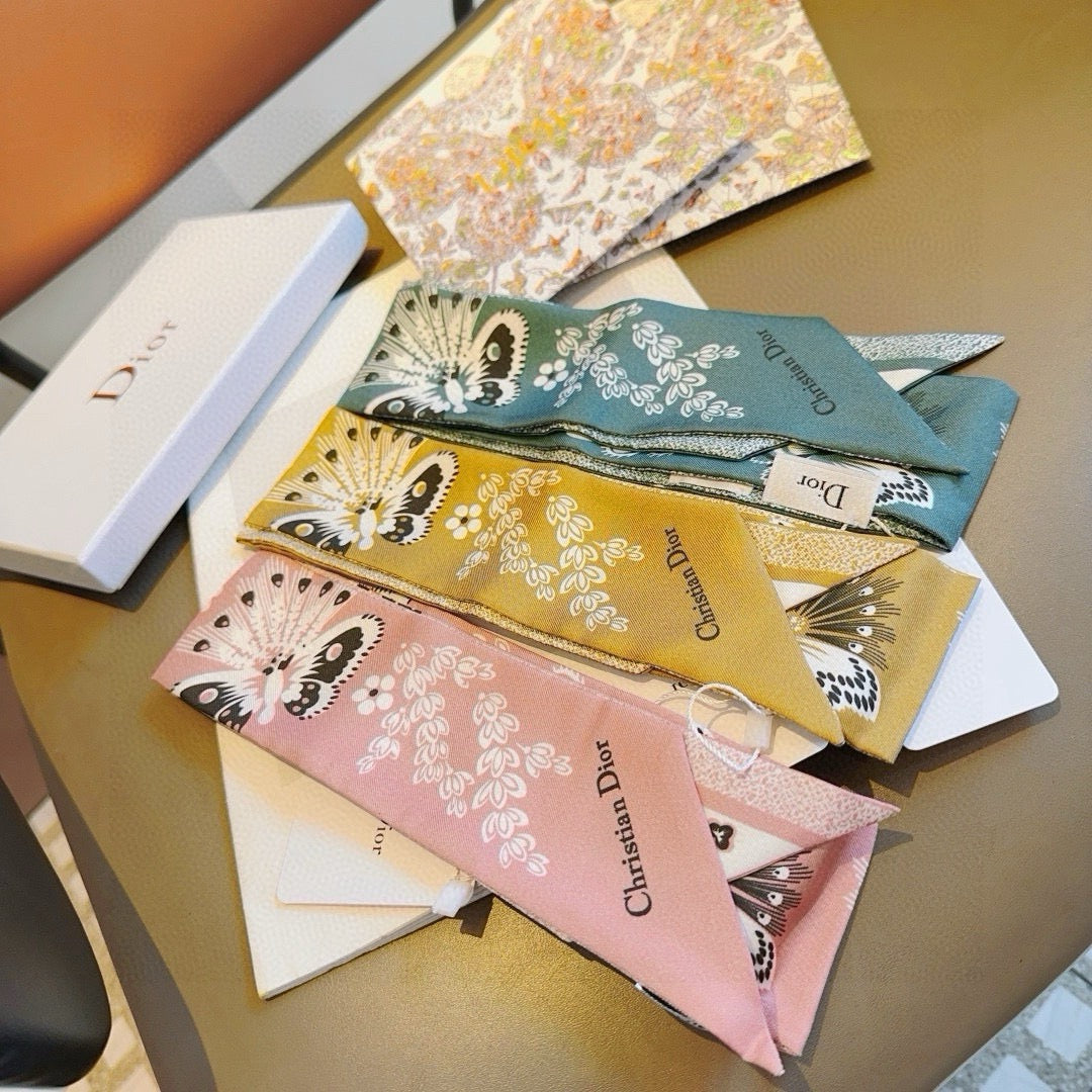 CLTH446 Toile de Jouy Papillon Mitzah Scarf / 2.5 x 41.5 inches