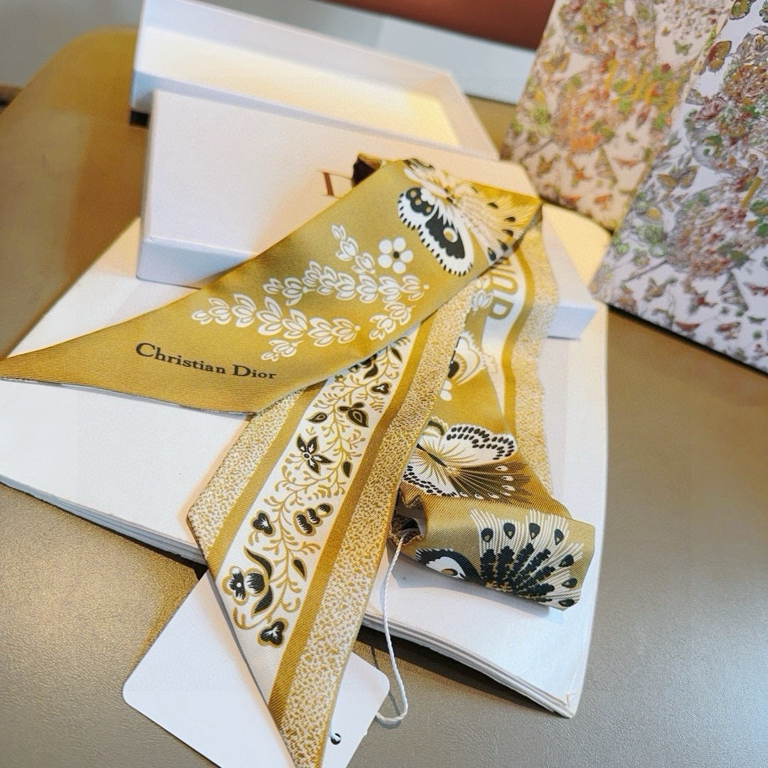 CLTH446 Toile de Jouy Papillon Mitzah Scarf / 2.5 x 41.5 inches