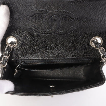 Chanel Around 2005 Made Caviar Skin Classic Flap Chain Bag Mini Black