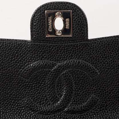 Chanel Around 2005 Made Caviar Skin Classic Flap Chain Bag Mini Black