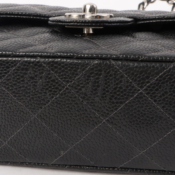 Chanel Around 2005 Made Caviar Skin Classic Flap Chain Bag Mini Black