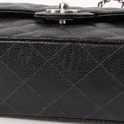 Chanel Around 2005 Made Caviar Skin Classic Flap Chain Bag Mini Black