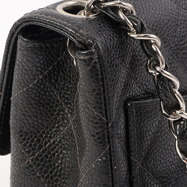 Chanel Around 2005 Made Caviar Skin Classic Flap Chain Bag Mini Black