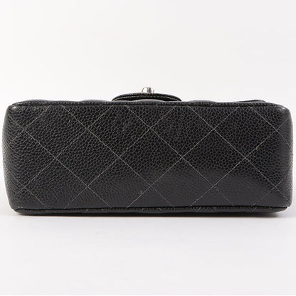 Chanel Around 2005 Made Caviar Skin Classic Flap Chain Bag Mini Black