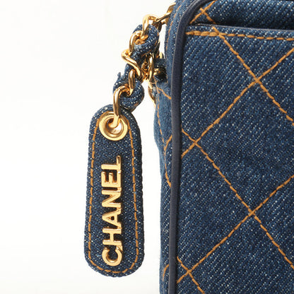 Chanel Around 1997 Made Denim Turn-Lock Mini Chain Bag Indigo