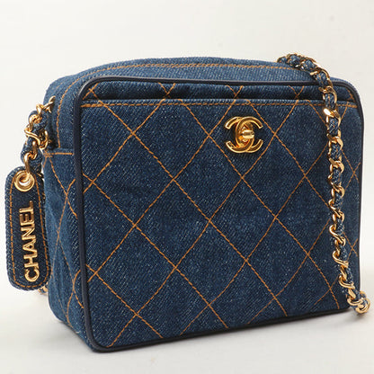 Chanel Around 1997 Made Denim Turn-Lock Mini Chain Bag Indigo