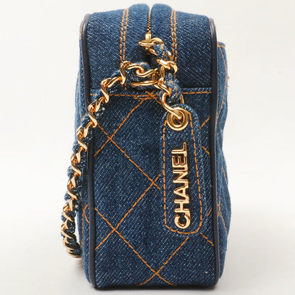 Chanel Around 1997 Made Denim Turn-Lock Mini Chain Bag Indigo
