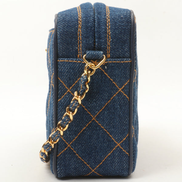 Chanel Around 1997 Made Denim Turn-Lock Mini Chain Bag Indigo