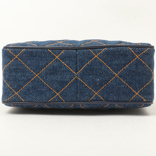 Chanel Around 1997 Made Denim Turn-Lock Mini Chain Bag Indigo