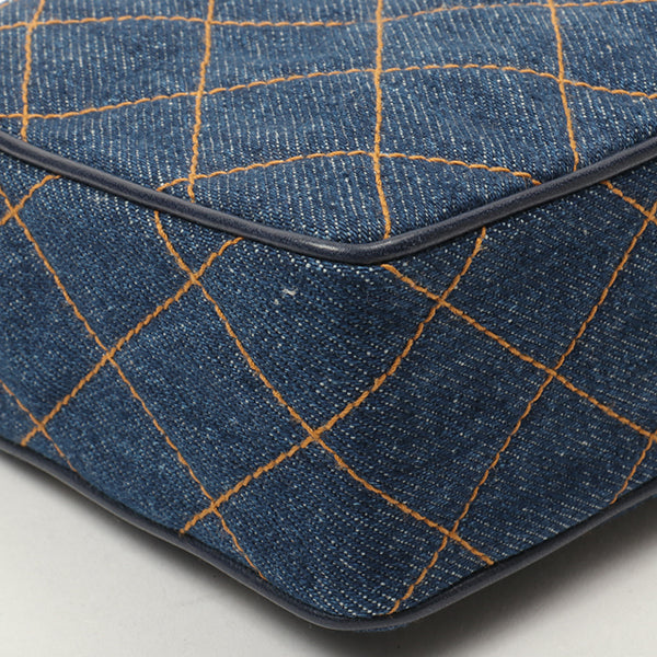 Chanel Around 1997 Made Denim Turn-Lock Mini Chain Bag Indigo