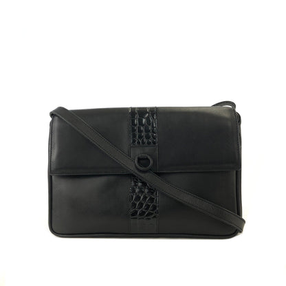 CELINE Gancini Leather Shoulder bag Clutch bag Black Vintage Old Celine 6ehwcp