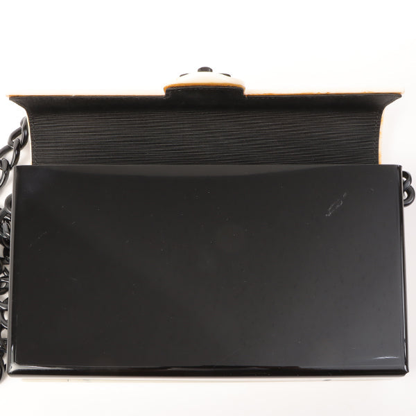 Chanel Around 2001 Made Plastic Bicolor Chain Shoulder Bag Ivory/ Black