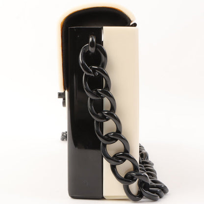 Chanel Around 2001 Made Plastic Bicolor Chain Shoulder Bag Ivory/ Black