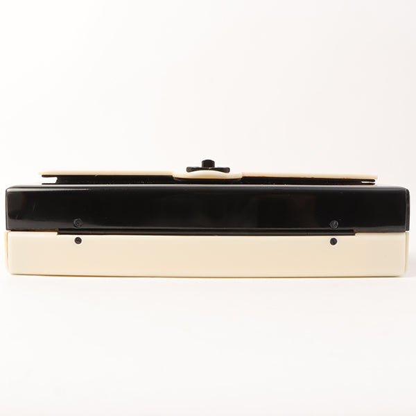 Chanel Around 2001 Made Plastic Bicolor Chain Shoulder Bag Ivory/ Black