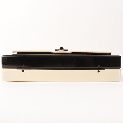 Chanel Around 2001 Made Plastic Bicolor Chain Shoulder Bag Ivory/ Black