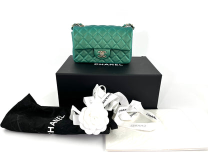 CHANEL Iridescent Green 2022 Rectangular Mini Flap Bag
