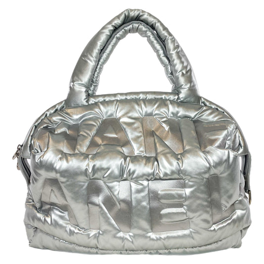 Chanel Silver Doudoune Nylon Puffer Tote