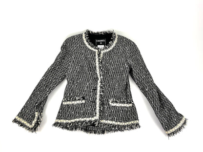 CHANEL Tweed 05A Black White Jacket  36 2 4