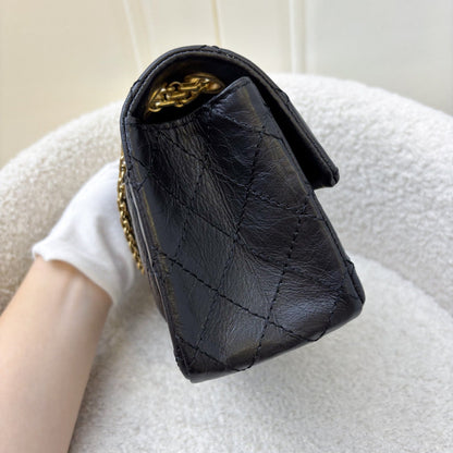 Chanel Classic 2.55 Reissue Mini Flap in Black Distressed Calfskin AGHW (Model: AS0874)