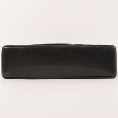 CHANEL Around 1990 Made Leather Silk Satin Combination Design Flap Bijoux Chain Bag Mini Black
