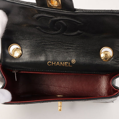 Chanel Around 1995 Made Classic Flap Chain Top Handle Bag Mini Black