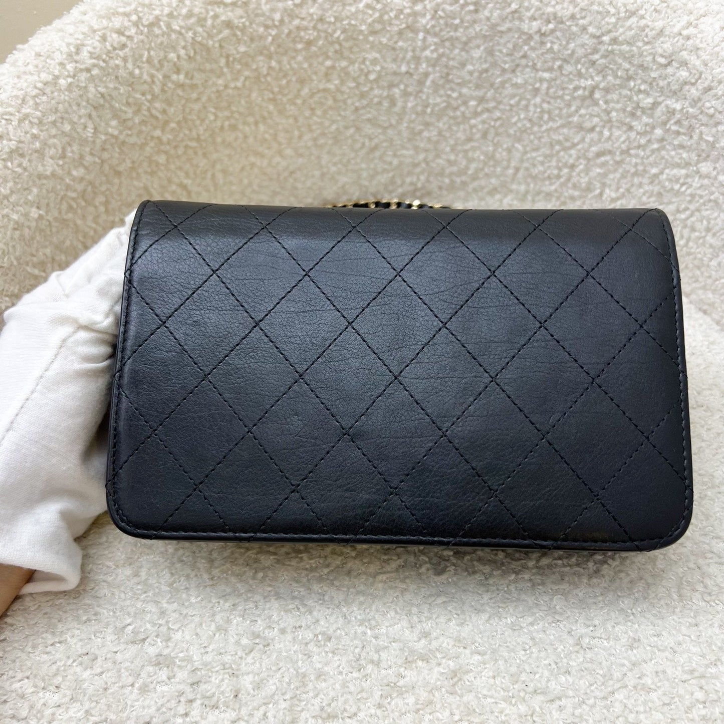 Chanel Seasonal Wallet on Chain WOC in Black Lambskin and LGHW