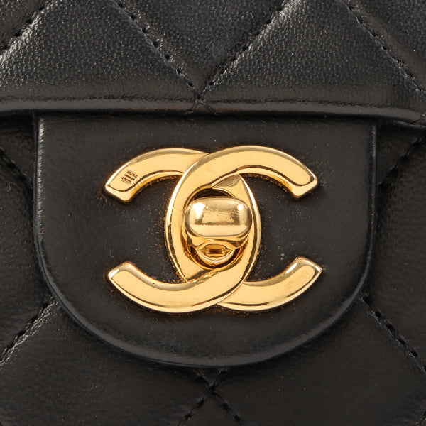 Chanel Around 1995 Made Classic Flap Chain Top Handle Bag Mini Black