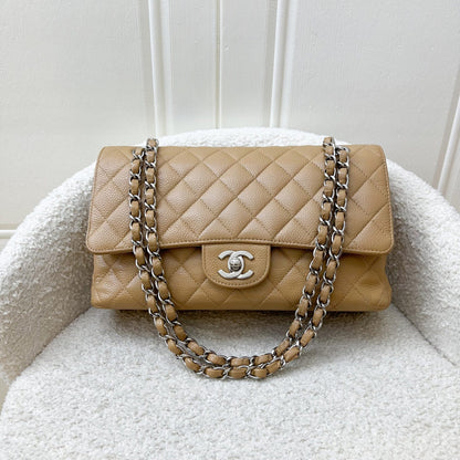 Chanel Medium Classic Flap CF in Beige Caviar and SHW
