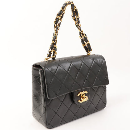 Chanel Around 1995 Made Classic Flap Chain Top Handle Bag Mini Black