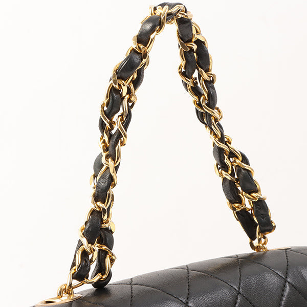 Chanel Around 1995 Made Classic Flap Chain Top Handle Bag Mini Black