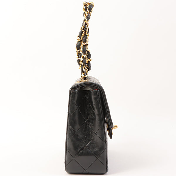 Chanel Around 1995 Made Classic Flap Chain Top Handle Bag Mini Black