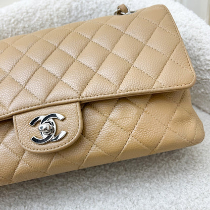 Chanel Medium Classic Flap CF in Beige Caviar and SHW