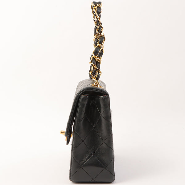 Chanel Around 1995 Made Classic Flap Chain Top Handle Bag Mini Black