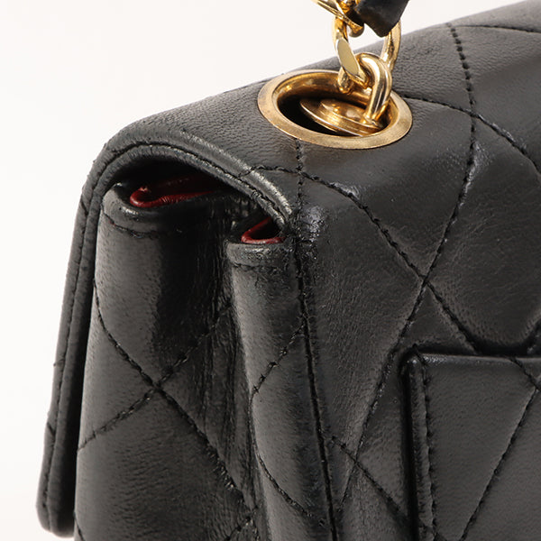 Chanel Around 1995 Made Classic Flap Chain Top Handle Bag Mini Black