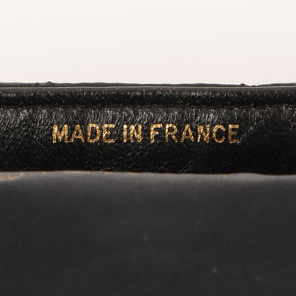 CHANEL Around 1990 Made Leather Silk Satin Combination Design Flap Bijoux Chain Bag Mini Black