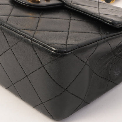 Chanel Around 1995 Made Classic Flap Chain Top Handle Bag Mini Black