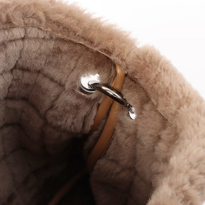 Chanel Around 2006 Made Mouton Cc Mark Stitch Shoulder Bag With Pouch Grey Beige