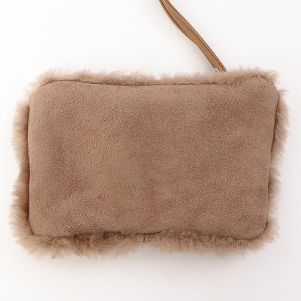 Chanel Around 2006 Made Mouton Cc Mark Stitch Shoulder Bag With Pouch Grey Beige
