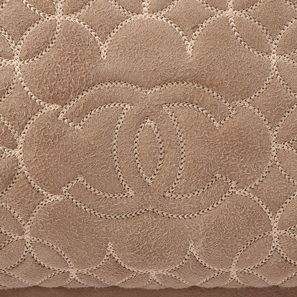 Chanel Around 2006 Made Mouton Cc Mark Stitch Shoulder Bag With Pouch Grey Beige