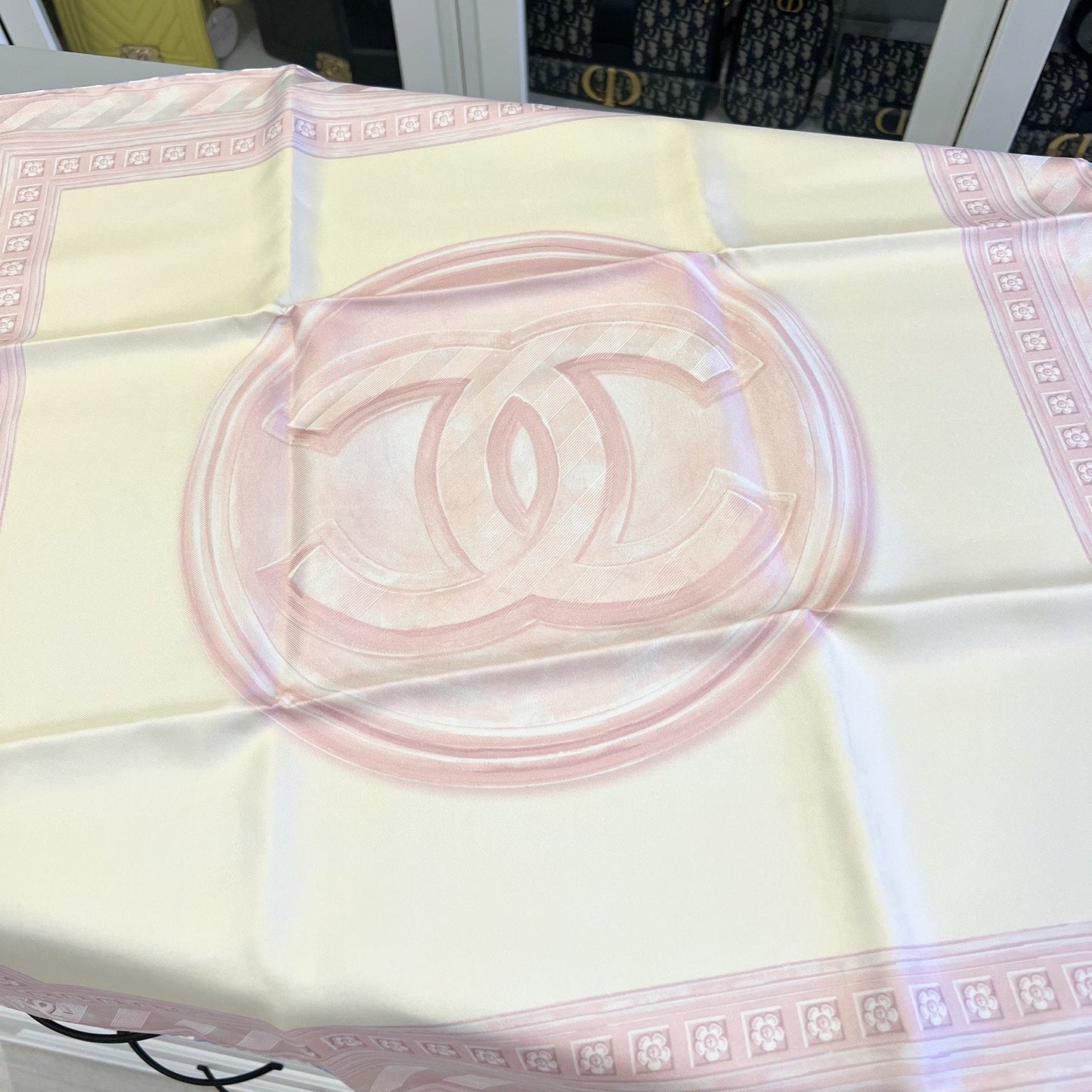 Chanel VIP Gift 65 x 65 cm Scarf in Pink Silk