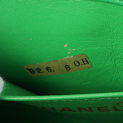 Chanel Around 1992 Made Linen Mademoiselle Stitch Turn-Lock Chain Bag Mini Green