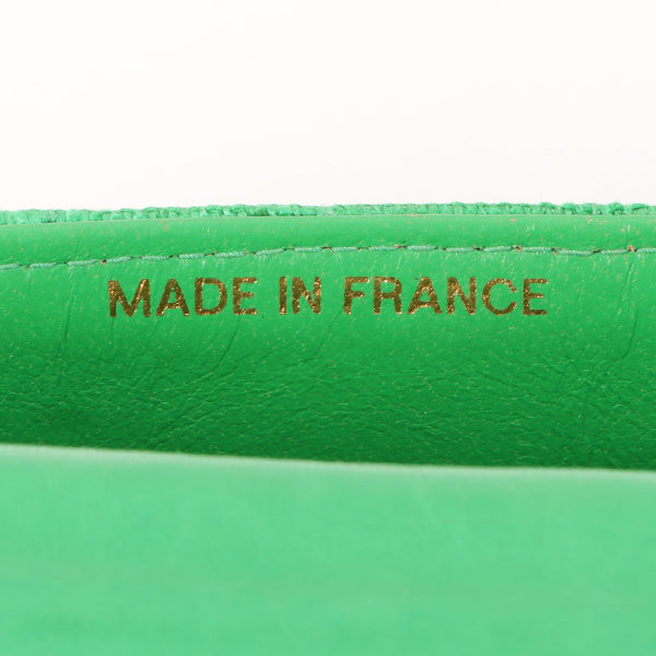 Chanel Around 1992 Made Linen Mademoiselle Stitch Turn-Lock Chain Bag Mini Green