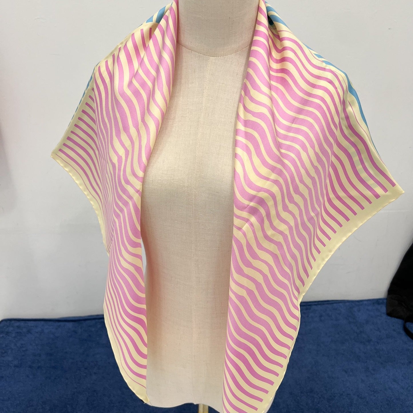 Chanel Cruise in Singapore 90cm VIP Gift Scarf in Pink / Blue / Cream 100% Silk