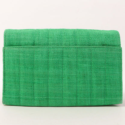 Chanel Around 1992 Made Linen Mademoiselle Stitch Turn-Lock Chain Bag Mini Green
