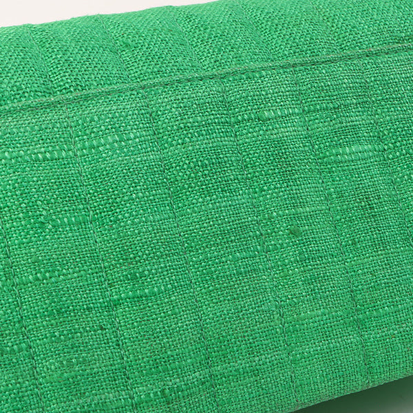 Chanel Around 1992 Made Linen Mademoiselle Stitch Turn-Lock Chain Bag Mini Green