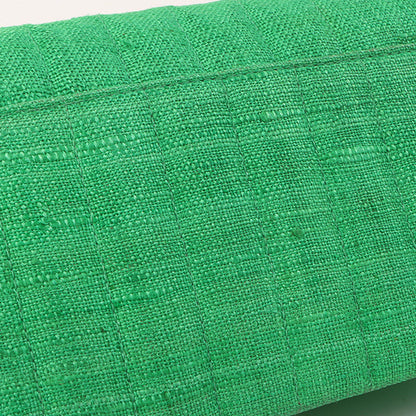 Chanel Around 1992 Made Linen Mademoiselle Stitch Turn-Lock Chain Bag Mini Green