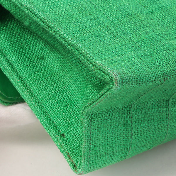 Chanel Around 1992 Made Linen Mademoiselle Stitch Turn-Lock Chain Bag Mini Green